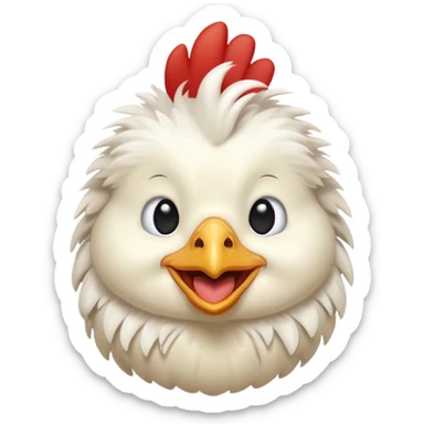Crie a imagem de uma galinha sorridente sticker