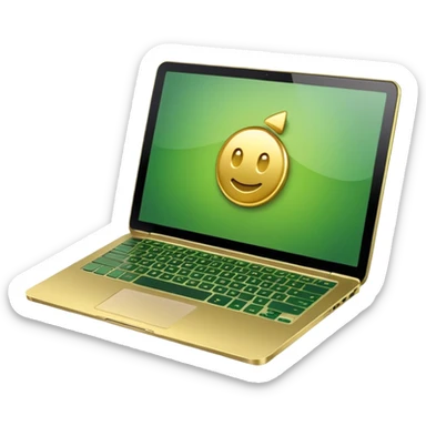 laptop without logotips in golden and green colours sticker