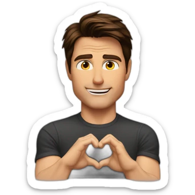 Tom cruise do a heart with his hands sticker