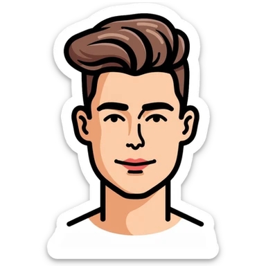 young man face, modern haircut sticker