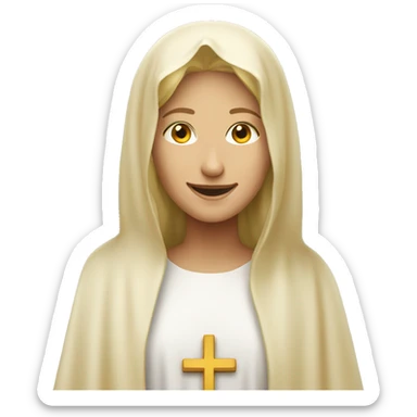 smiling blonde as mother Mary sticker