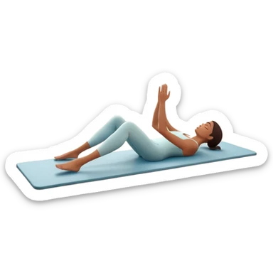 A person performing a Pilates exercise on a mat in a clean, modern studio. The focus is on core strength and flexibility, with a neutral, calming color palette. Simple equipment like a reformer machine and a soft, tranquil background enhance the feeling of controlled movement and focus. sticker