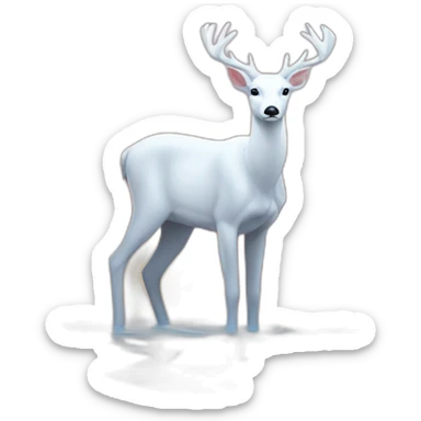 The white deer swimming in sunrise sticker