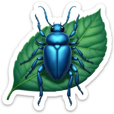 a blue beetle on leaf sticker
