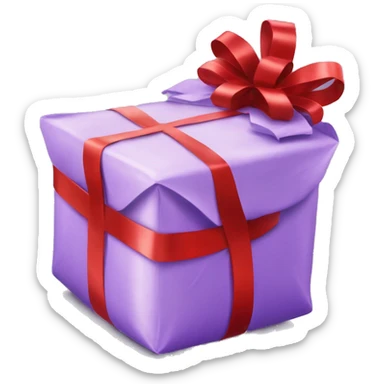 lilac-irridescent gift wrapped in red ribbon sticker