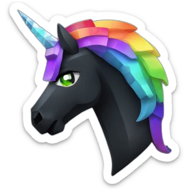 Minecraft Rainbow Black Unicorn Head With Diamond Horn sticker
