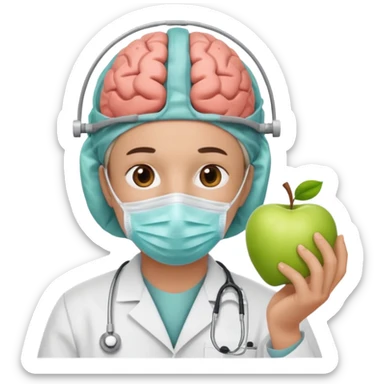 neurosurgeon examining brain scan, apple emoji style sticker