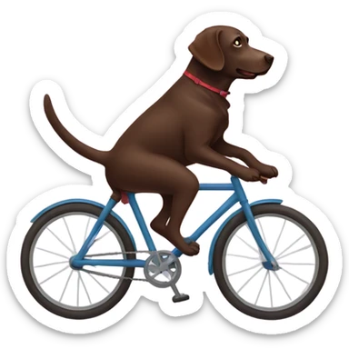 Chocolate lab riding a bike sticker