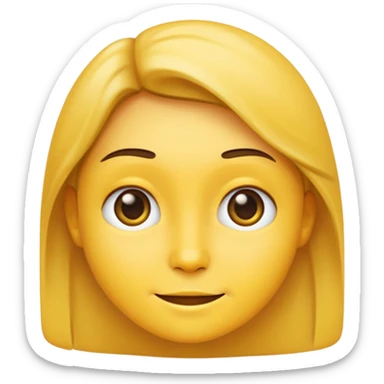 apple style emoji of a face with slight smile, simplified cartoon features, yellow skin, inspired by Apple emoji style, based on the reference photo sticker