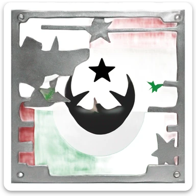 ￼￼ free syria flag green above white metal with the three stars red and in the last black inside ❤️ ￼ sticker