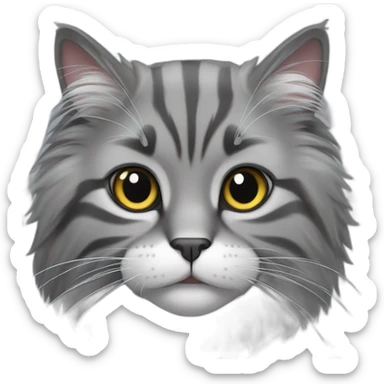 grey fluffy norvegian forest cat sticker
