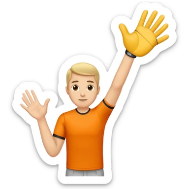 sports coach holding one hand palm down on top and other vertical in the middle of the flat palm under sticker