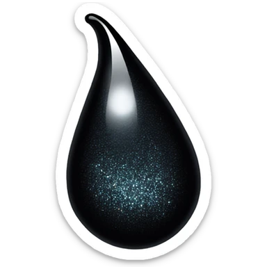 Black glittery teardrop sticker