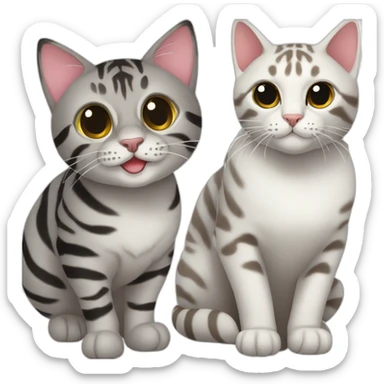 two-cats-bengal-and-small-cat-black-together sticker