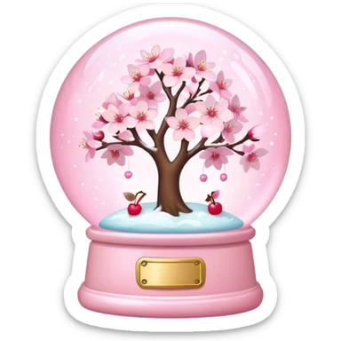 Pastel pink snow globe，Cherry blossom，flash sticker