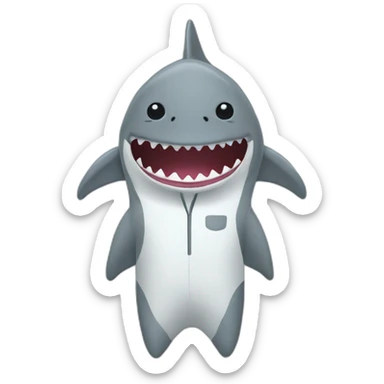 person in a shark pijama sticker