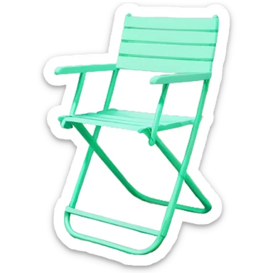 Realistic pastel mint green and hot pink folding outdoor chair. sticker