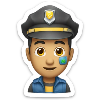 Chico arriba de un poste trabajando sticker