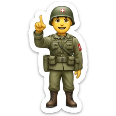 swiss army soldier pointing with hand sticker