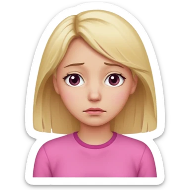 blonde hair woman with pink outfit and crying face sticker
