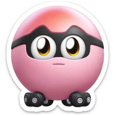 Metal cute black eyes Kirby ball driving on 4 car wheels sticker