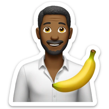 Man eating banana sticker