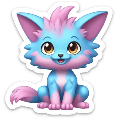 Cute cool blue pink animal hybrid Fakemon full body sticker