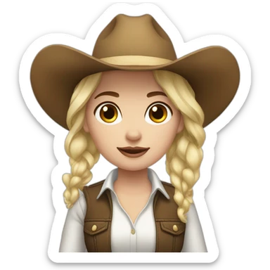 Cow girl blach hair white skin sticker