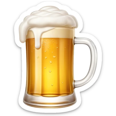 Tsingtao beer in glass mug, golden beer with white foam, iconic Chinese beer, emoji style sticker