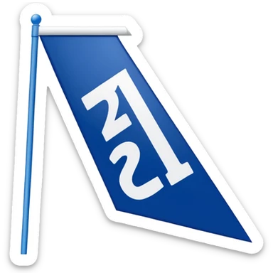 dark blue pennant surrounded by a white border that has the number 2025 going down the left side vertically and the word MANITOU in full caps horizontally and getting smaller as it reaches the end of the blue part of the pennant  sticker