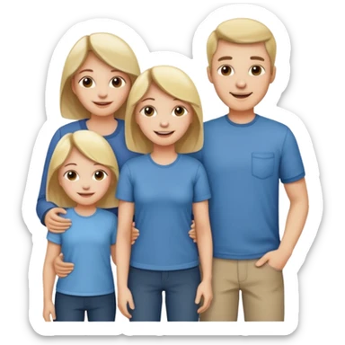 Happy family: mom, dad, 2 sisters and brother sticker