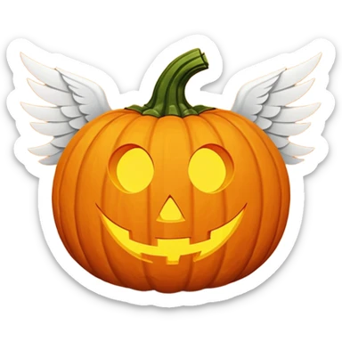 jack-o'-lantern with white wings and question marks symbols in the eyes. sticker