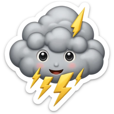 cute gray Thunderstorm Cloud, eyes, lightning bolt sticker
