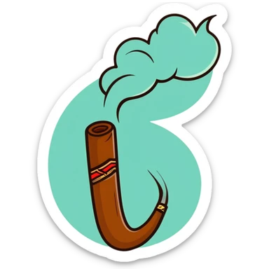 lit cigar with smoke swirl sticker