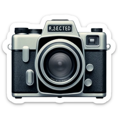 A 6x6 medium format film frame with a badly exposed photo (overexposed or underexposed), and “REJECTED” written across it in black Sharpie handwriting style. The frame should look authentic, with visible film borders, edge markings, and a slightly worn analogue texture. sticker