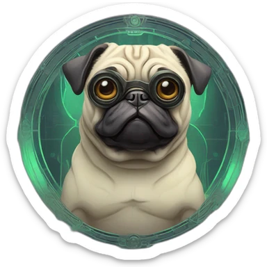 A cyberpunk pug in Art Nouveau style during 1910 sticker