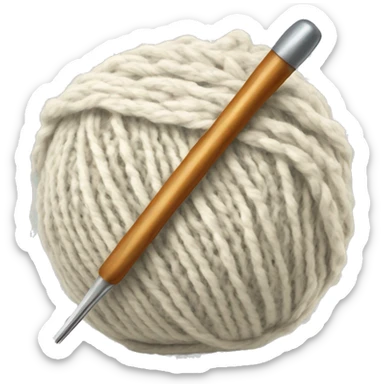 Ball of yarn and crochet hook sticker