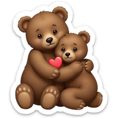 Big cute male bear hugging medium sized female bear, hearts and love  sticker