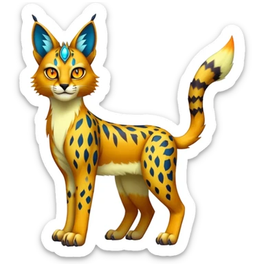 A colorful lynx-caracal-serval-fakemon-Digimon-creature-hybrid sticker