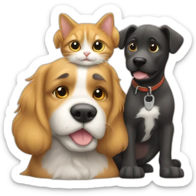 Un chat et un chien qui se serre la patte sticker