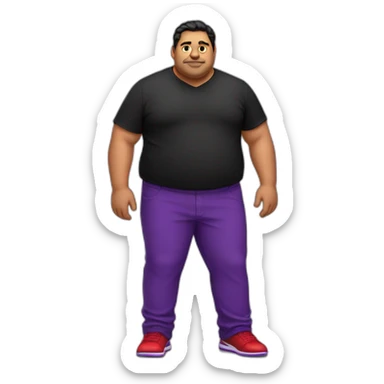 Fat latino Guy with red pants and purple shoes and black shirt sticker