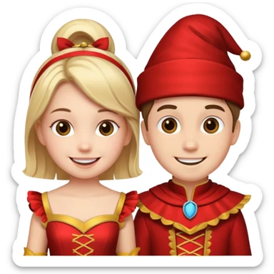 crie uma imagem com duas crianças fantasiadas brincando, um menino e uma menina sticker