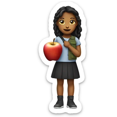 Girl lisa with a flag in her hands against an apple watch sticker