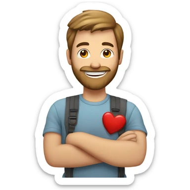 Holding a big heart with a Caucasian bearded man sticker