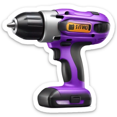 Realistic purple cordless power drill tool isolated.  sticker