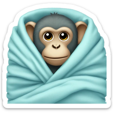 the monkey sleeps in a blanket pastel blue sticker