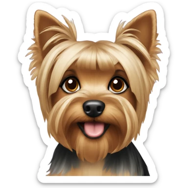 Yorkie with pony tail sticker