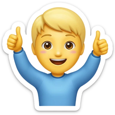whimsical emoji of '도훈up' jumping in with a thumbs up, sparkling eyes, sense of team spirit sticker