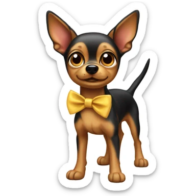 Toy Terrier dog with a bow sticker