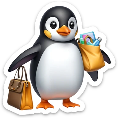 Pinguin with bag sticker
